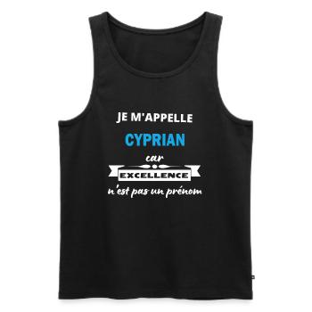 Je m'appelle excellence Cyprian - Débardeur bio Premium Homme - noir - Devant - Michal (187cm)