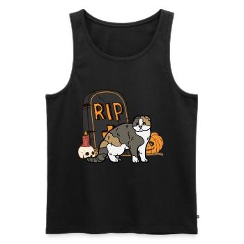 Süße Schottische Faltohrkatze Halloween Katze - Männer Premium Bio Tank Top - Schwarz - Vorne - Michal (187cm)