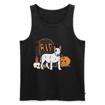 Mignon Bull Terrier Halloween Costume Chien - Débardeur bio Premium Homme - noir - Devant - Michal (187cm)