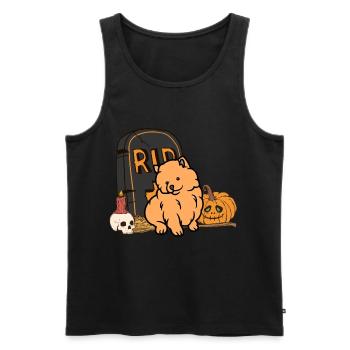 Mignon Nain Spitz Halloween Costume Chien - Débardeur bio Premium Homme - noir - Devant - AI Model Male 178 light (178cm)
