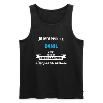 Je m'appelle excellence Danil - Débardeur bio Premium Homme - noir - Devant - Michal (187cm)