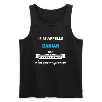 Je m'appelle excellence Darian - Débardeur bio Premium Homme - noir - Devant - Michal (187cm)