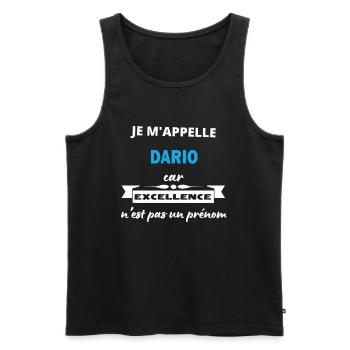 Je m'appelle excellence Dario - Débardeur bio Premium Homme - noir - Devant - Michal (187cm)