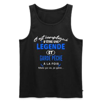 humour Légende et GARDE PÊCHE cadeau - Débardeur bio Premium Homme - noir - Devant - Michal (187cm)