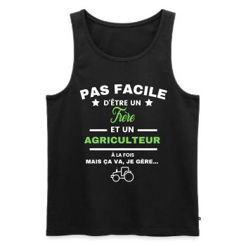 pas facile d'être agriculteur et Frère - Débardeur bio Premium Homme - noir - Devant - Michal (187cm)