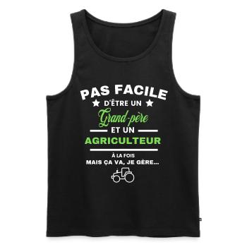 pas facile d'être agriculteur et Grand-père - Débardeur bio Premium Homme - noir - Devant - Michal (187cm)