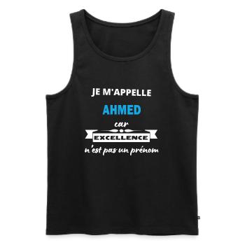 Je m'appelle excellence Ahmed - Débardeur bio Premium Homme - noir - Devant - Michal (187cm)