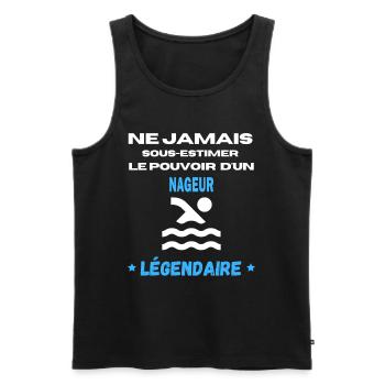 ne jamais sous estimer légendaire NAGEUR - Débardeur bio Premium Homme - noir - Devant - Michal (187cm)