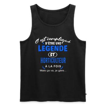 humour Légende et HORTICULTEUR cadeau - Débardeur bio Premium Homme - noir - Devant - Michal (187cm)