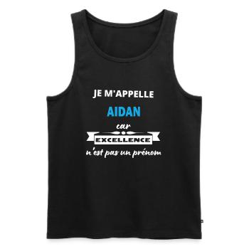 Je m'appelle excellence Aidan - Débardeur bio Premium Homme - noir - Devant - AI Model Male 178 light (178cm)