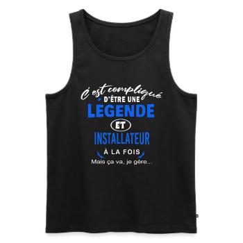 humour Légende et INSTALLATEUR cadeau - Débardeur bio Premium Homme - noir - Devant - Michal (187cm)