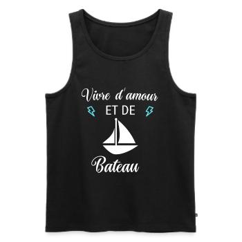Vivre d'amour et de BATEAU - Débardeur bio Premium Homme - noir - Devant - Michal (187cm)