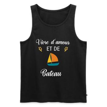 Vivre d'amour et de BATEAU - Débardeur bio Premium Homme - noir - Devant - Michal (187cm)