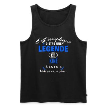 humour Légende et KINÉ cadeau - Débardeur bio Premium Homme - noir - Devant - Michal (187cm)