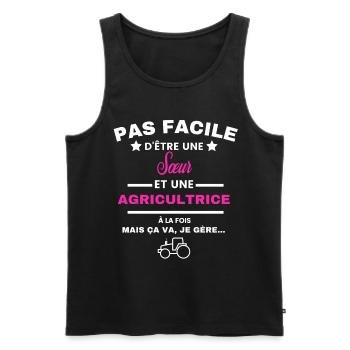 pas facile d'être agricultrice et Sœur - Débardeur bio Premium Homme - noir - Devant - AI Model Male 178 light (178cm)