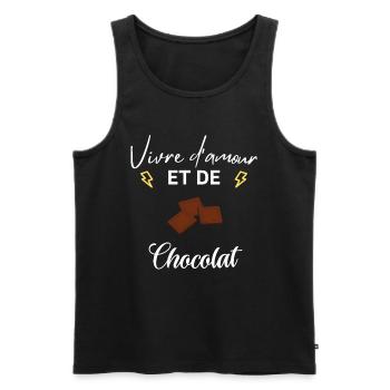 Vivre d'amour et de chocolat - Débardeur bio Premium Homme - noir - Devant - Michal (187cm)