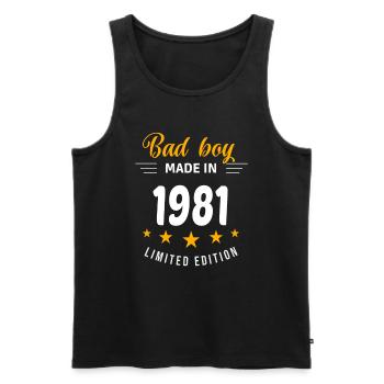 Bad Boy aus dem Jahr 1981 - Männer Premium Bio Tank Top - Schwarz - Vorne - AI Model Male 178 light (178cm)
