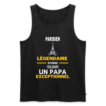 légendaire papa exceptionnel - humour PARISIEN - Débardeur bio Premium Homme - noir - Devant - Michal (187cm)