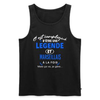 humour Légende et MARSEILLAIS cadeau - Débardeur bio Premium Homme - noir - Devant - AI Model Male 178 light (178cm)