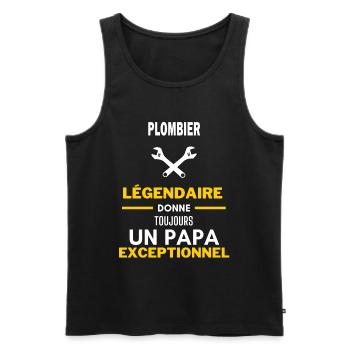 légendaire papa exceptionnel - humour plombier - Débardeur bio Premium Homme - noir - Devant - Michal (187cm)