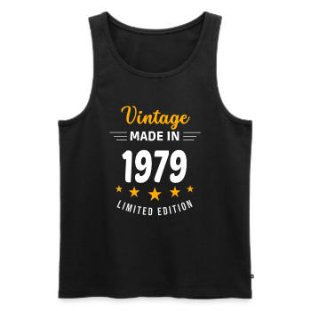 Vintage made in 1979 - Men's Premium Organic Tank Top - black - Front - Michal (187cm)