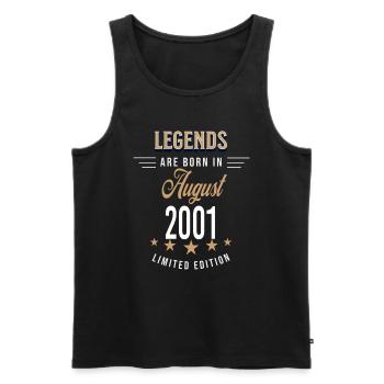 Les légendes naissent en août 2001 - Débardeur bio Premium Homme - noir - Devant - AI Model Male 178 light (178cm)