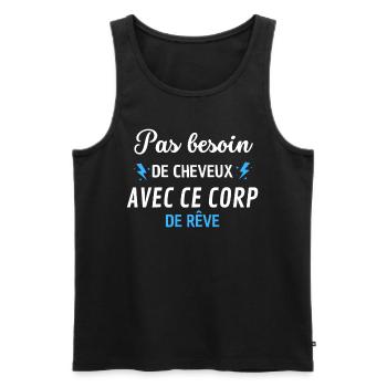 PAS BESOIN de cheveux avec ce corp de rêve - Débardeur bio Premium Homme - noir - Devant - Michal (187cm)