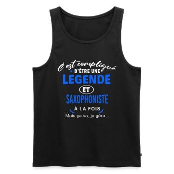 humour Légende et SAXOPHONISTE cadeau - Débardeur bio Premium Homme - noir - Devant - Michal (187cm)