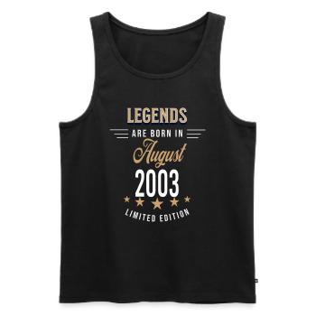 Les légendes naissent en août 2003 - Débardeur bio Premium Homme - noir - Devant - Michal (187cm)