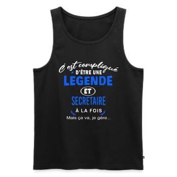 humour Légende et SECRETAIRE cadeau - Débardeur bio Premium Homme - noir - Devant - Michal (187cm)