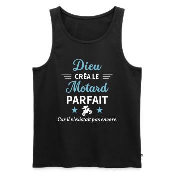 dieu créa le Motard parfait humour de bureau - Débardeur bio Premium Homme - noir - Devant - Michal (187cm)