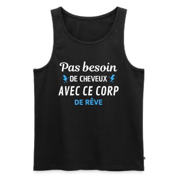 PAS BESOIN de cheveux avec ce corp de rêve - Débardeur bio Premium Homme - noir - Devant - Michal (187cm)