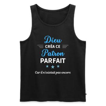 dieu créa le patron parfait humour de bureau - Débardeur bio Premium Homme - noir - Devant - Michal (187cm)