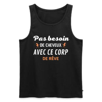 PAS BESOIN de cheveux avec ce corp de rêve - Débardeur bio Premium Homme - noir - Devant - Michal (187cm)