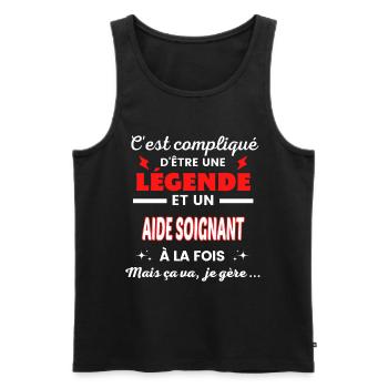 C'est compliqué phrase drôle AIDE SOIGNANT - Débardeur bio Premium Homme - noir - Devant - Michal (187cm)