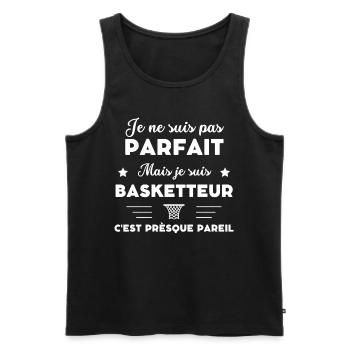 je ne suis pas parfait basketteur humour - Débardeur bio Premium Homme - noir - Devant - Michal (187cm)