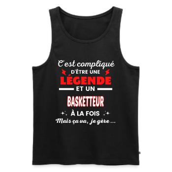 C'est compliqué phrase drôle BASKETTEUR - Débardeur bio Premium Homme - noir - Devant - AI Model Male 178 light (178cm)