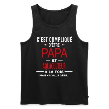 papa Et AQUACULTEUR cadeau citation - Débardeur bio Premium Homme - noir - Devant - Michal (187cm)