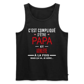 papa Et ATHLÈTE cadeau citation - Débardeur bio Premium Homme - noir - Devant - Michal (187cm)