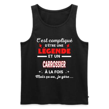 C'est compliqué phrase drôle CARROSSIER - Débardeur bio Premium Homme - noir - Devant - AI Model Male 178 light (178cm)