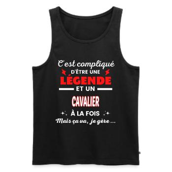 C'est compliqué phrase drôle CAVALIER - Débardeur bio Premium Homme - noir - Devant - AI Model Male 178 light (178cm)