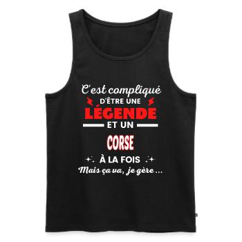 C'est compliqué phrase drôle CORSE - Débardeur bio Premium Homme - noir - Devant - AI Model Male 178 light (178cm)