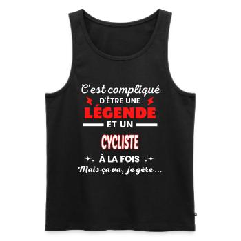 C'est compliqué phrase drôle CYCLISTE - Débardeur bio Premium Homme - noir - Devant - AI Model Male 178 light (178cm)