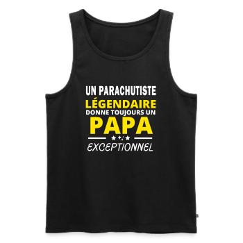 PARACHUTISTE légendaire drôle papa exceptionnel - Débardeur bio Premium Homme - noir - Devant - Michal (187cm)