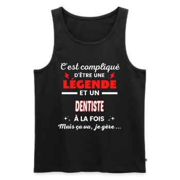 C'est compliqué phrase drôle DENTISTE - Débardeur bio Premium Homme - noir - Devant - AI Model Male 178 light (178cm)