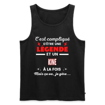 C'est compliqué phrase drôle KINE - Débardeur bio Premium Homme - noir - Devant - AI Model Male 178 light (178cm)