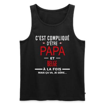 papa Et BELGE cadeau citation - Débardeur bio Premium Homme - noir - Devant - Michal (187cm)