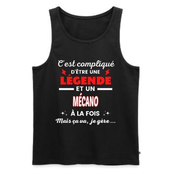 C'est compliqué phrase drôle MÉCANO - Débardeur bio Premium Homme - noir - Devant - AI Model Male 178 light (178cm)
