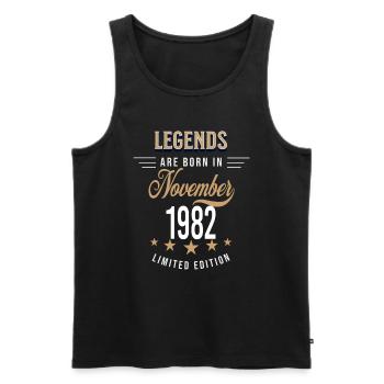 Les légendes sont nées en novembre 1982 - Débardeur bio Premium Homme - noir - Devant - AI Model Male 178 light (178cm)