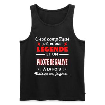 C'est compliqué phrase drôle PILOTE DE RALLYE - Débardeur bio Premium Homme - noir - Devant - Michal (187cm)